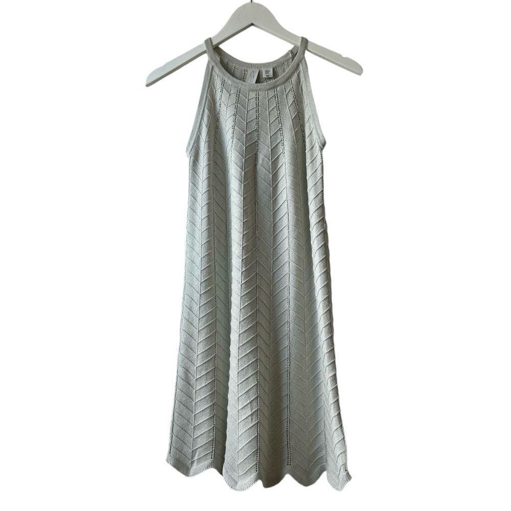 NWT Joie Ivory Shevron Knitted Metallic High Neck Dress Sz XS Festive Holidays